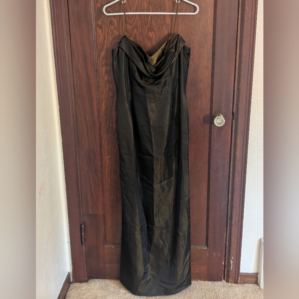 David Meister Metallic Brown Bridesmaid Formal Maxi Dress Size 10 - Picture 1 of 7